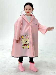 GOTURE Childrens Raincoat Cartoon Waterproof With Hidden Schoolbag Slot for Kids School Rain Coat