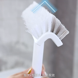 Double-Sided Floor Cleaning Brush Long Handle Floor Brush 180° Rotating V-Shaped Shower Floor Brush Suitable for Floor Tile Tub Bathroom