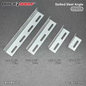 (Oval Hole)  Slotted Steel Angle Bar Bracket 30x30x1.2mm QS614 DIY Storage Rack Shelving