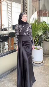 แถมฟรี ผ้าคลุมสีเข้าชุด ชุดอิสลาม เดรสใส่ออกงาน เดรสยาวผ้าซาร่า รุ่นพิพิมแต่งกริตเตอร์ เดรสมุสลิม ชุดสวยๆใส่รายอ ชุดเดรสใส่งานแต่ง จัดเซ็ตเพื่อนเจ้าสาว ชุดนิกะห์