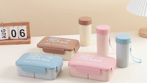 Eatkit Kotak Bekal 1000ml + Botol Minum 400ml  Microwaveable Lunch box Set Tumbler Anti Tumpah