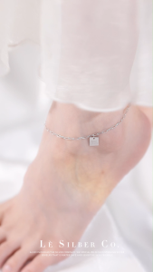 Le Silber Co. S925 Sterling Silver - Lucky Link Charm Anklet Rantai Kaki Perak