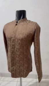 Timofey Baju Kemeja Koko Muslim Kemeja Pria Lengan Panjang Slim Fit Premium Cokelat Bronze