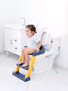 ชักโครกเด็ก พร้อมเบาะนุ่ม ปรับระดับได้ รับน้ำหนักได้ถึง 75 กิโลกรัม ฝาชักโครกเด็ก บันไดชักโครกเด็ก ของใช้เด็ก