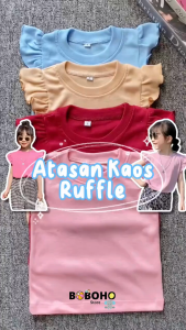 BOBOHO - ATASAN KAOS RUFFLE BAYI DAN ANAK PEREMPUAN LOKAL / KAOS POLOS RUFFLE ANAK PEREMPUAN GAYA CASUAL