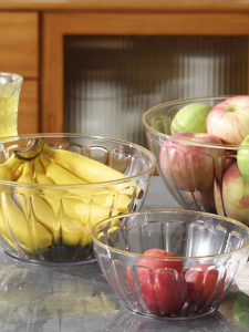 Mangkok buah transparan untuk penggunaan rumah tangga mangkuk salad buah wadah makanan
