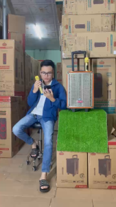 loa kéo karaoke 8002 kèm 2 mic không dây kết nối bluetooth cổng av dễ kết nối dễ sử dụng nhỏ gọn kích thước 35 x 27 x 51cm