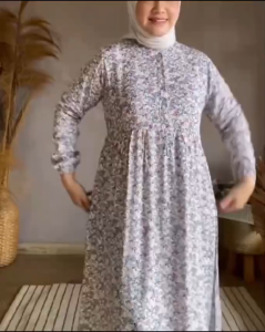 Midi Dress Rayon Premium Indah Fashion Muslim Maxy Dress Motif Bunga Terlaris Memoth Boutique