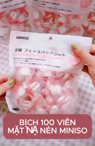 Bịch 100 Viên Mặt Nạ Nén MINISO Nhật Bản – Kết Hợp Với Các Loại Dưỡng Chất Làm Mặt Nạ Dưỡng Da Mặt Vải Cotton Mềm Mại