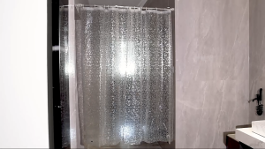 FIX-IT CORNER Waterproof Shower Curtain 180CM X180cm PEVA Material Reinforced Plastic Ring Hook Design for Bathroom
