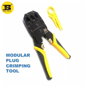 RJ45 RJ11 Network Lan Wire Crimper Plier Stripper Crimping Tool Cat5 Cat6 Crimping Tool | For 8Pole 6Pole and 4Pole Modular Plug Strips and Cuts Tool Bosi Tools Modular Plug Crimping Tool BS-D3268
