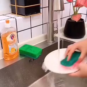 2 in 1 Pump Soap Dispenser Sponge Caddy Manual Press Liquid Holder for Kitchen Bathroom Sink Washing Dish Clean