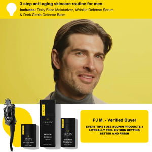 LUMIN | Kickass Trio 3 Step Men Anti-aging Skincare Routine Moisturizer With Niacinamide Vitaminc C Undereye Cream