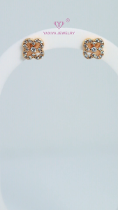 Yaxiya Anting Tusuk Wanita Motif Bunga Perhiasan Lapis Emas 18K 882