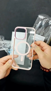 🇹🇭NEW🔥ส่งด่วน24ชม.🔥 เคสไอโฟน แม่เหล็กเคสใส้ ขอบสีผิวด้าน หลังใส ตรงกล้องตกแต่งด้วย อลูมิเนียมเงา 15promax 15pro 15 14promax 14pro 14plus 14 13promax 13pro 13 12promax 12 12pro 11promax 11