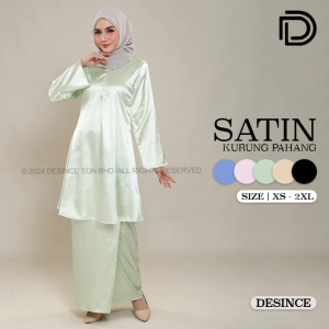 🇲🇾 DESINCE Muslimah Plain Satin Adult Kid Baju Kurung Pahang Dewasa Kanak-Kanak WW 070 KW 070