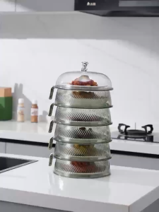 Alby Mart - Tudung Saji Makanan Susun Estetik Kristal Akrilik Anti Pecah Food Rack Storage Wadah Simpan Lauk