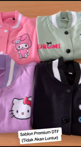Jaket Anak Perempuan Laki Laki CINNAMOROLL dan MELODY Usia 2 -12 Tahun Jacket Baseball Zipper Anak