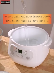 Nồi nấu cháo chậm cho bé nồi nấu chậm nồi hấp cách thủy kèm lồng hấp đa năng công suất 220W dung tích 1L an toàn tiện dụng BẢO HÀNH 2 NĂM