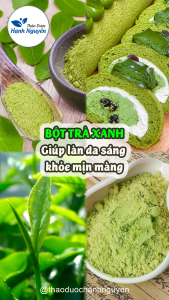 Bột trà xanh sấy lạnh 100g (Bột hữu cơ pha đồ uống làm mặt nạ đắp mặt) - Thảo Dược Hạnh Nguyên