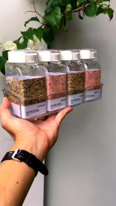 Bộ 4 Hũ Gia Vị  HTE500S4NS 380ml/ Hũ - có khay kèm theo