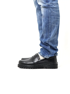 Moofeat Leyster - Sepatu Penny Loafers Pria Wanita Full Black