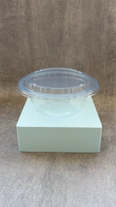 Mangkok Salad 450ml IDEAL PET / Mika Salad Buah Bulat / Mangkok Plastik + Tutup isi 25 Pcs