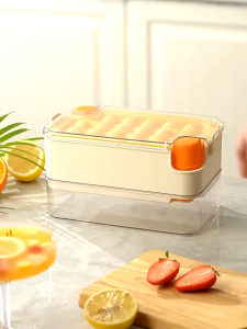 Dulang Ais Kiub Bulat Dulang Ais Sfera dengan Penutup Musim Panas Round Ice Cube Tray Spherical Ice Tray with Cover Summer Ice Cube Box Drink Jelly Freezer Mould Ice Maker Kitchen Bar