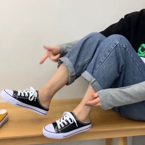 Women Half Shoes Korean Fashion Casual Canvas Shoes For Women Half Slipper Slip On Shoes slipper for women