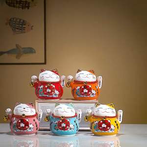 กระปุกออมสินแมวนำโชค ร่ำรวยเงินทอง รับโชครับทรัพย์ แมวนำโชค ขนาดเซรามิค