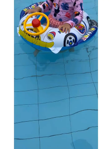 Baby Swimming Pool Swim Seat Float Boat Ring Fun Cartoon Swimming Aid Trainer With Wheel Horn