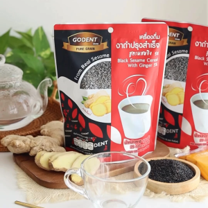 โกเด้นท์ เครื่องดื่มงาดำปรุงสำเร็จ สูตรผสมขิง (ขนาด 125 กรัม) จำนวน 5 ซอง/ถุง