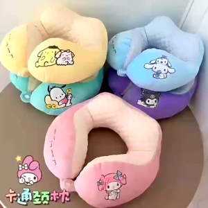 Bantal Leher Traveling Dewasa Anak anak Motif Kuromi Cinnamoroll Kartun Lucu Bahan Halus Lembut SNI