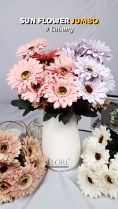 Bunga Garbera X9 Artificial/Bunga Krisan/Bunga Matahari Jumbo/Bunga Buket Hias Dekorasi (KN-406)