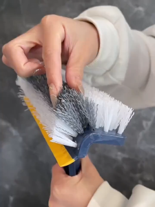 4 in 1 Floor Cleaning Brushes: Removable Rotatable Household V-Bristles Long Handle And Tweezer for Bathroom & Kitchen Clean