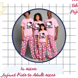Hello Kitty  Cat Prints & other Sanrio Character Theme Tshirt Pajama Terno Coordinates Set for Baby Girls Kids  Teens to Plus size Adult