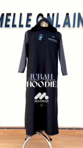 Jubah Hoodie Pria Gamis Lengan Panjang Raglan Kerah Mandarin Tutup Kepala Melleonlain