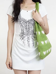 กระเป๋าผ้าสำหรับผู้หญิงสไตล์ใหม่ถักเย็บปักถักร้อย Bowknot Lady Holiday สไตล์ไหล่ Tote กระเป๋า