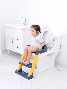 ชักโครกเด็ก พร้อมเบาะนุ่ม ปรับระดับได้ รับน้ำหนักได้ถึง 75 กิโลกรัม ฝาชักโครกเด็ก บันไดชักโครกเด็ก ปรับระดับได้ บันไดชักโครก ของใช้เด็ก