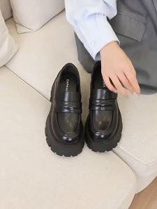 COLDIE Lefu Shoes For School Women Students: Thick Soled Leather Women's Fashion Round Toe Student Single Shoe