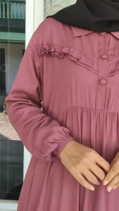 Dress Polos Susun Riska Rayon | Gamis Polos Rayon Twill | Homeydress Rempel Polos