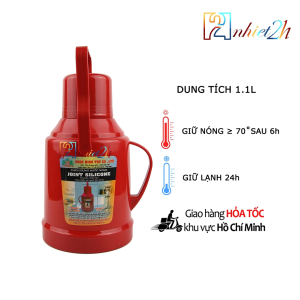Bình thủy 1.1 Lít - Phích nhựa JOINT SILICONE 1.1 Lít - HP 1016S - Phúc Minh THP