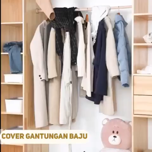 Cover Pakaian Gantung 60x100 Cm Penutup Gantungan Baju Cover Baju Resleting Anti Debu