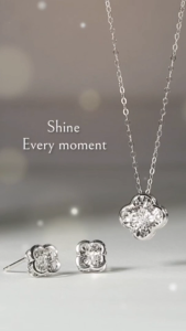NGG Dazzling Diamond 18K Rose Gold Diamond Success Clover Necklace - สร้อยคอเพชรแท้ (มีใบรับประกัน)