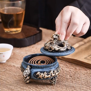 龙头香炉 三足鼎香插 树脂香炉 马到成功 创意香薰炉 Dragon Resin Incense Burner Wealth Incense Stick Holder Sandalwood Incense Sticks