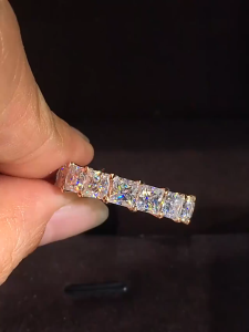 Custom Solid 18K White Gold Women Ring Moissanite Diamonds Princess Square Wedding Party Engagement Anniversary Ring Trendy