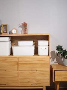 Ivory White Stackable Storage Box With Cover / Home Organizer / Plastic Container / Rainbow Culture