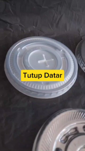 Tutup Datar Bening Butek Gelas Plastik Pop Ice Juice Cup Ukuran 10oz12oz14oz16oz