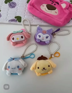 Dompet Koin Mini Karakter Melody Kuromi Lucu/ Gantungan Tas Boneka Anak Perempuan Dompet Kecil Fluffy Cute