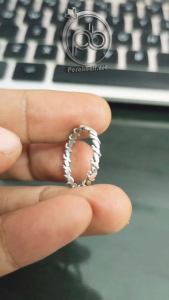 Cincin Simple Perak Wanita Silver 925 Asli Plintir Jalin Kombi Flat